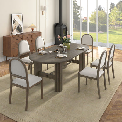 Oval Dining Table Set For 6 With 6 Upholstered Chairs
