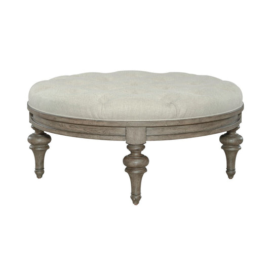 Americana Farmhouse - Round Cocktail Ottoman - Light Brown