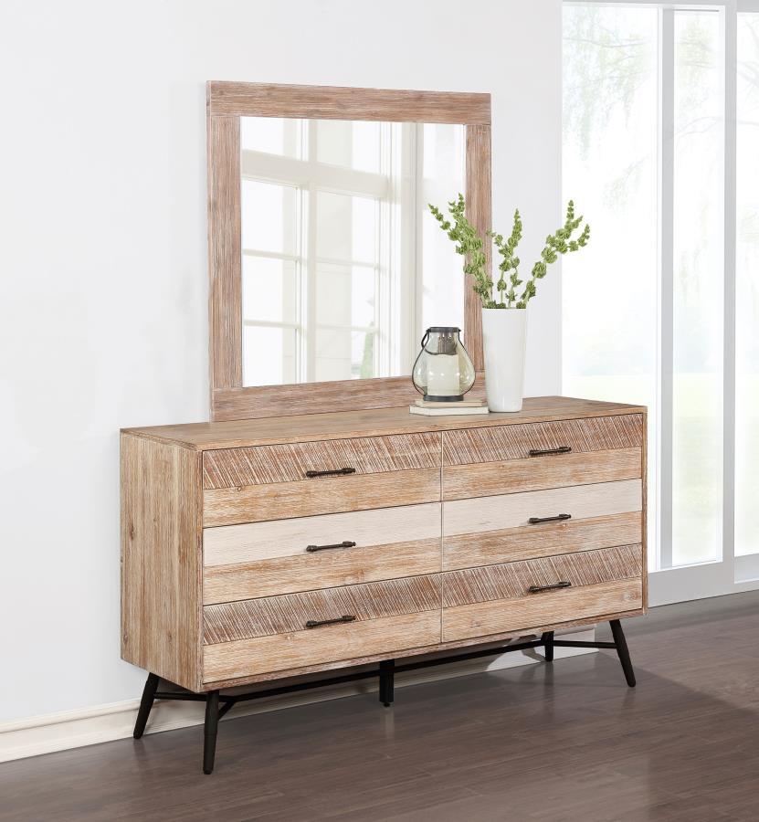 Marlow - 6-drawer Dresser With Mirror - Rough Sawn Multi