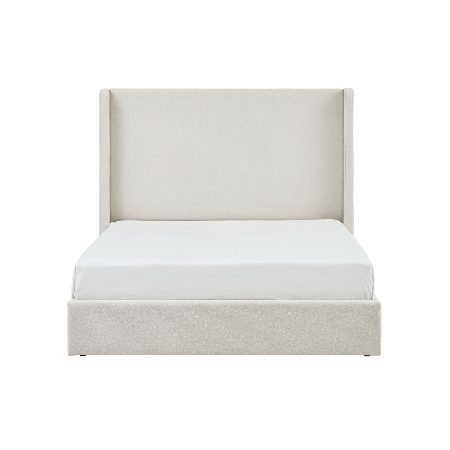 Carmen - King Size Upholstered Wingback Bed - Ivory