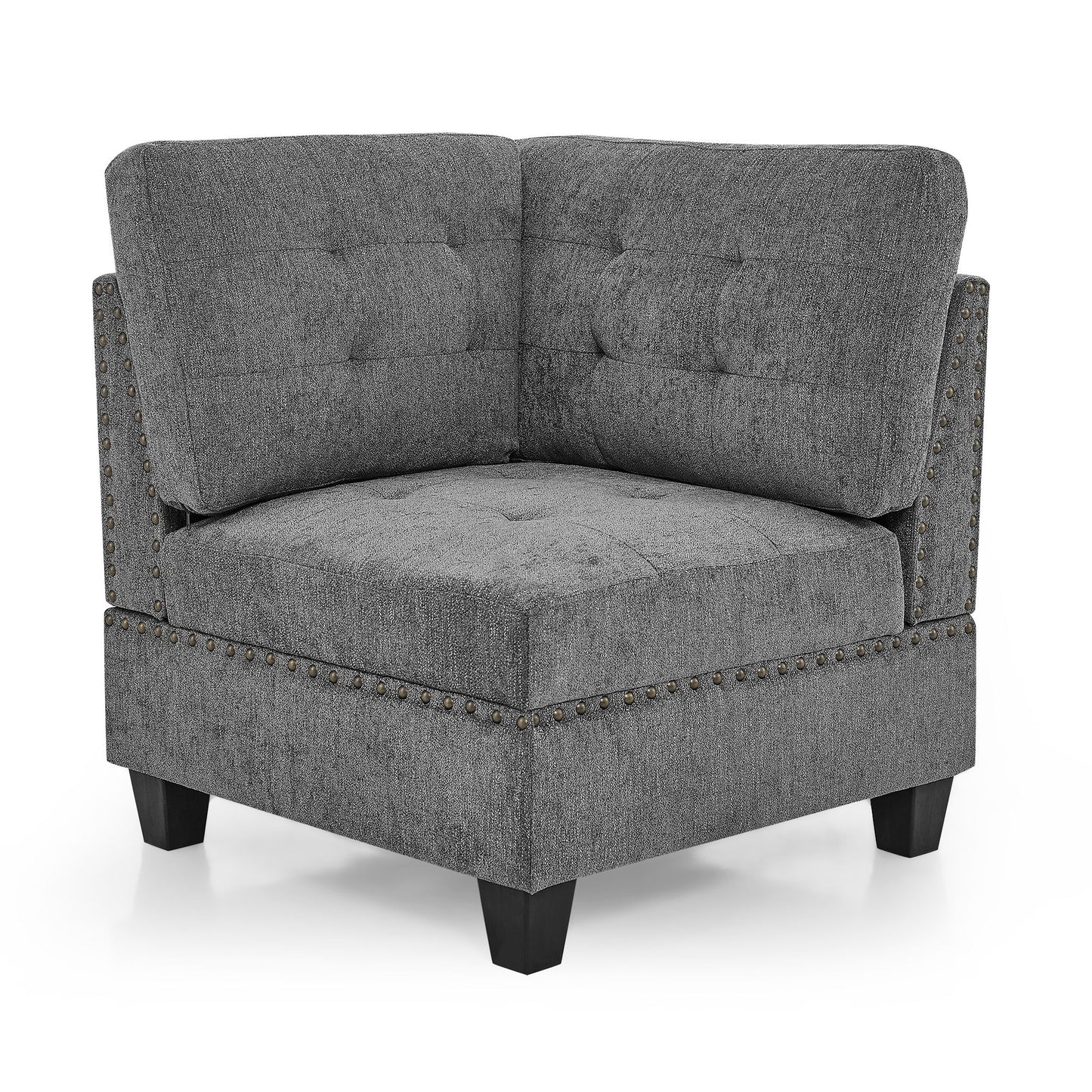 Modular Corner Sofa With Chenille Upholstery - Gray
