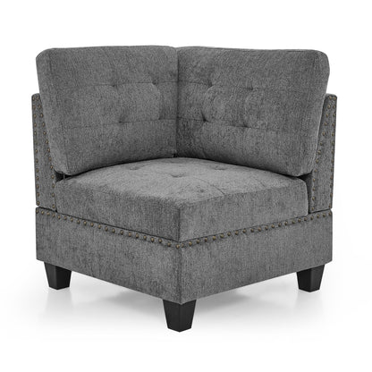 Modular Corner Sofa With Chenille Upholstery - Gray
