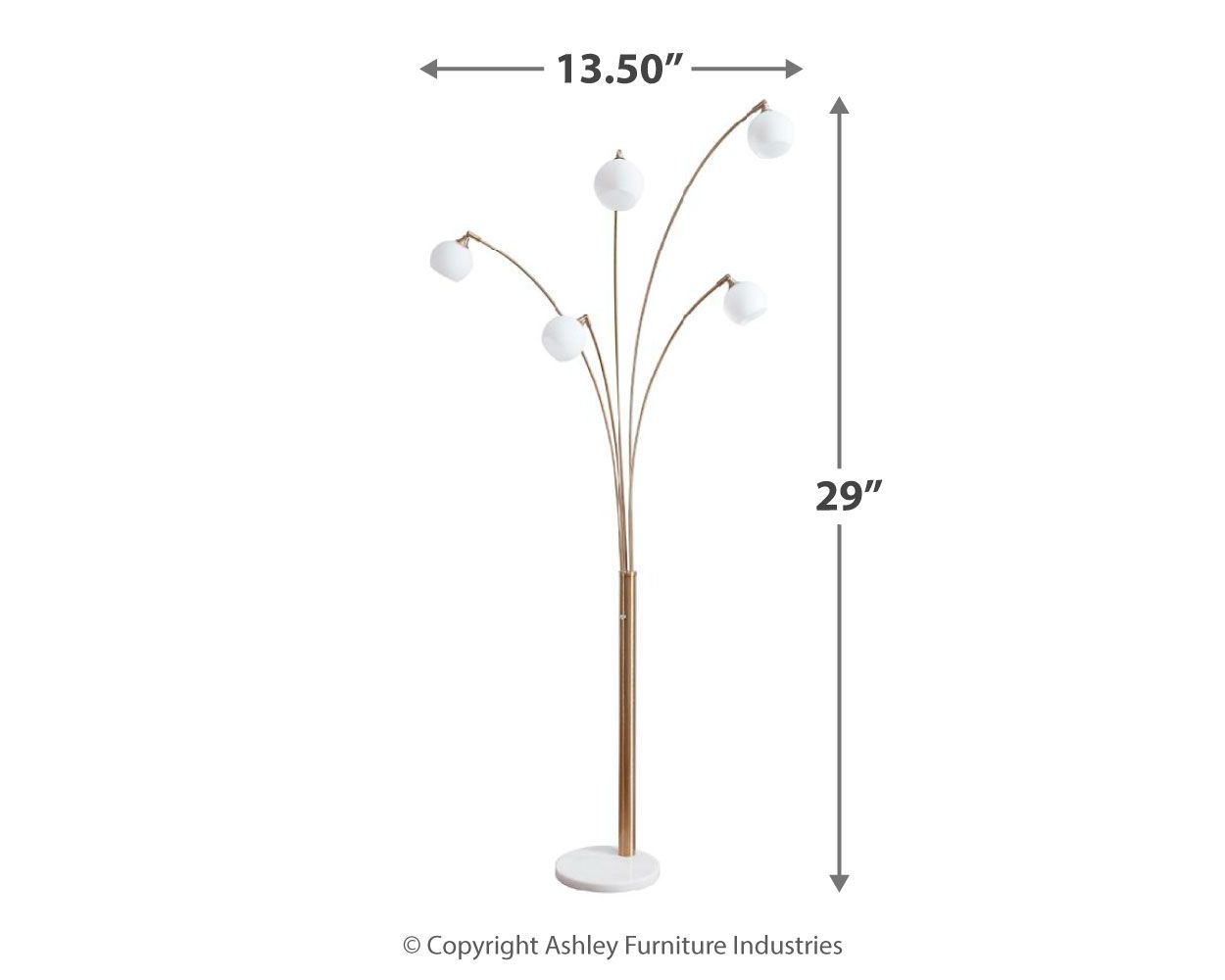 Taliya - Metal Arc Lamp  - Champagne / White