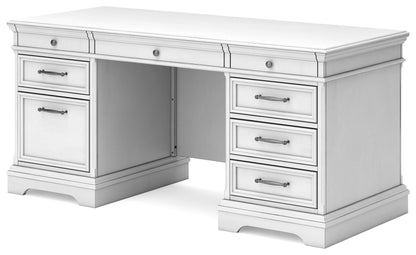 Kanwyn - Whitewash - Home Office Desk With Eight Drawers