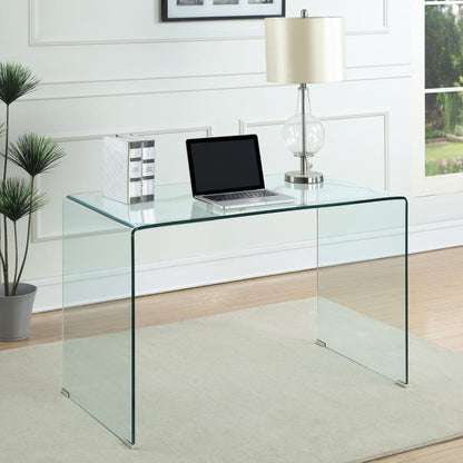 Ripley - Tempered Bent Glass Writing Desk Clear - Clear Glass