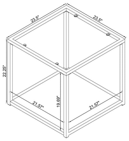 Cora - Glass Top End Table Mirrored Shelf - Chocolate Chrome