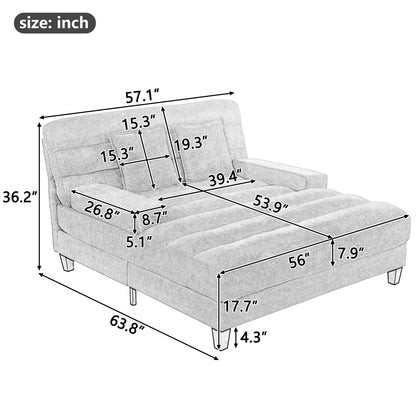 Chaise Bed Lounge Sofa Chair With Adjustable Backrest And LED Light Strip