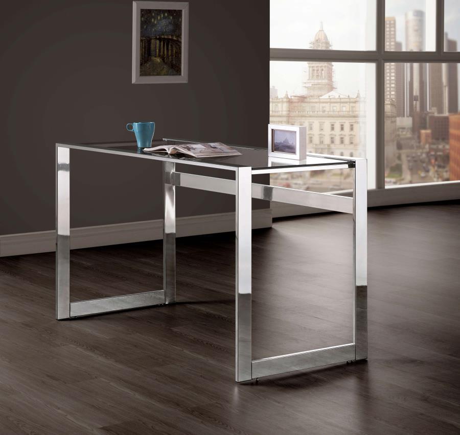 Hartford - Glass Top Writing Desk - Chrome