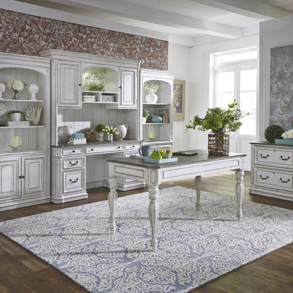 Magnolia Manor - Credenza & Hutch - White & Brown