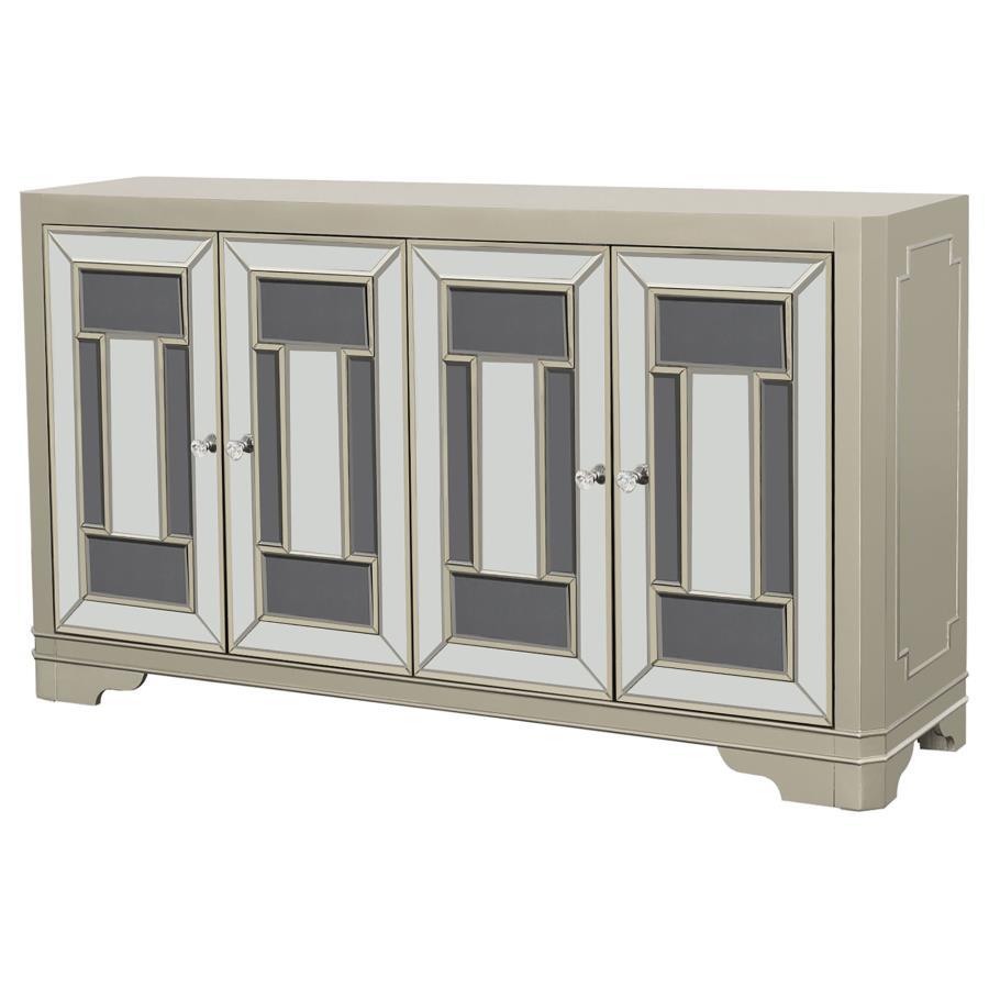 Toula - 4 Door Accent Cabinet - Smoke And Champagne