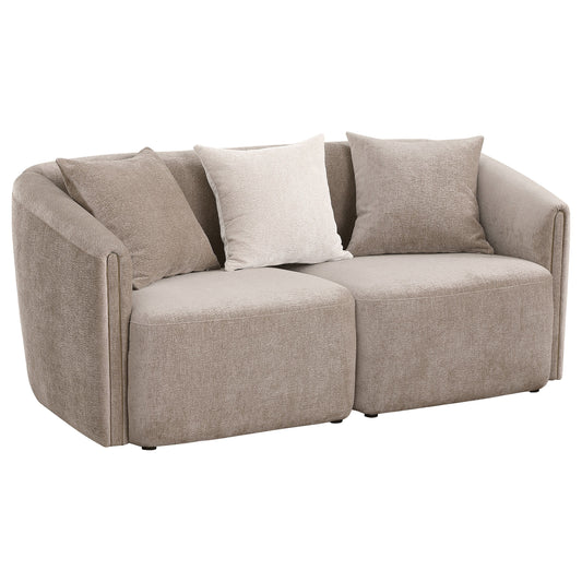 Townsend - Chenille Upholstered Rolled Arm Loveseat - Latte