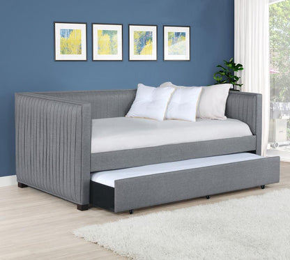 Brodie - Upholstered Twin Daybed With Trundle - Gray