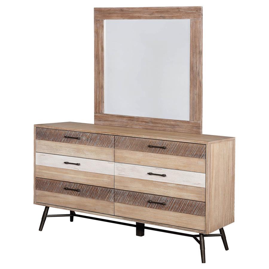 Marlow - 6-drawer Dresser With Mirror - Rough Sawn Multi