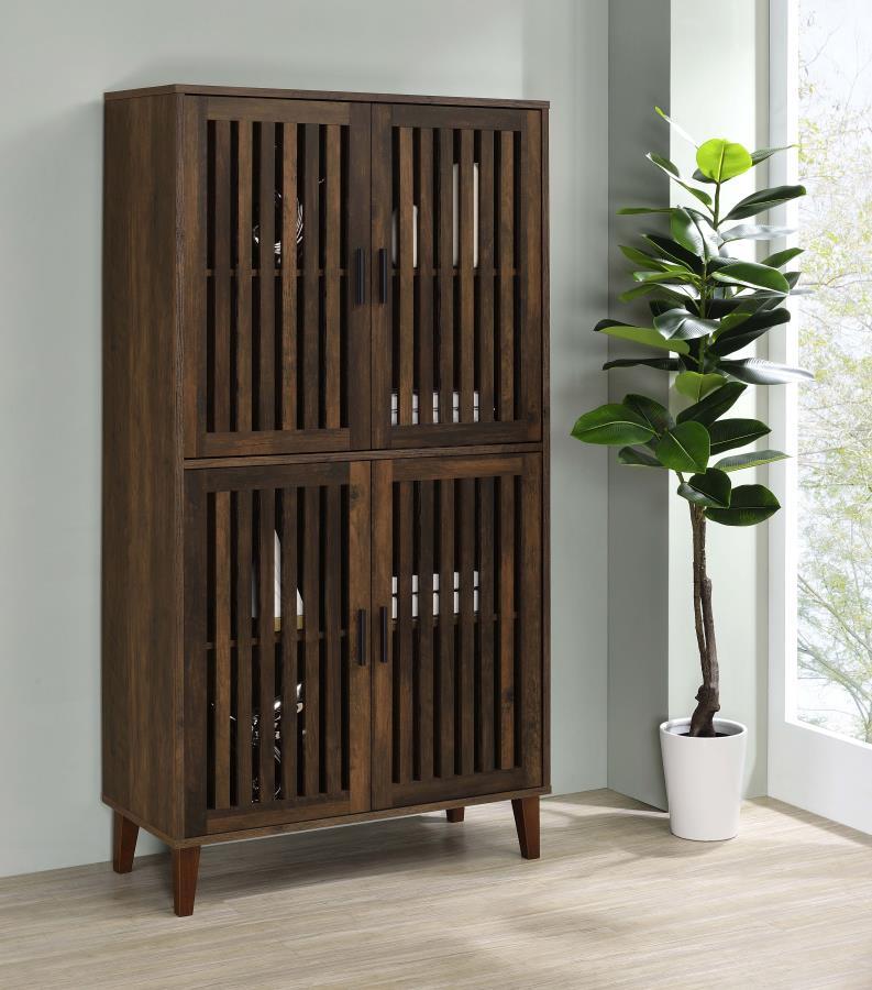 Elouise - 4 Door Engineered Wood Tall Accent Cabinet - Dark Pine