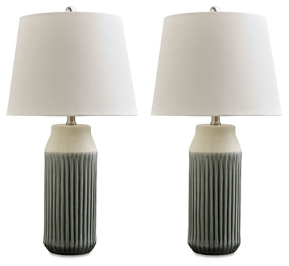 Afener - Ceramic Table Lamp (Set of 2) - Blue / Beige