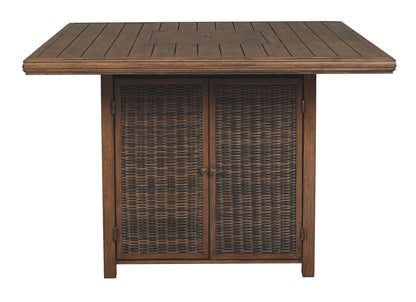 Paradise - Medium Brown - Square Bar Table W/Fire Pit