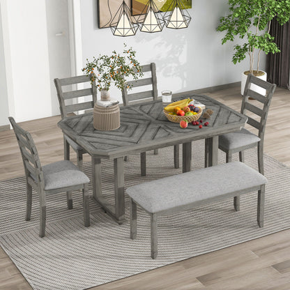 6 Piece Dining Table Set With Ergonomic Seating