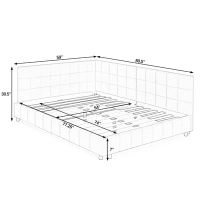 Elegant Storage Upholstered Tufted Bed Frame With Backrest And Armrests