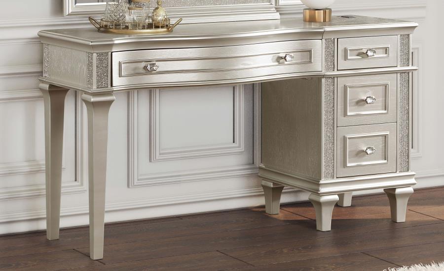 Evangeline - 4-Drawer Vanity Desk Makeup Table - Silver Oak