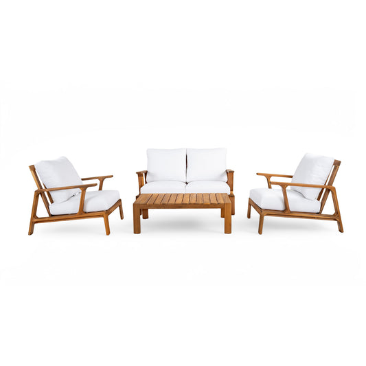 4 Piece Outdoor Sofa Set With Cushions And Coffee Table