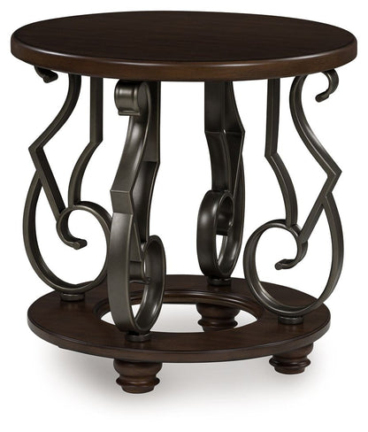 Frallyn - Round End Table - Dark Brown