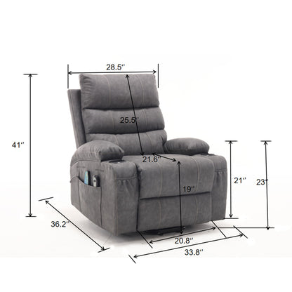 Large Size Electric Power Lift Recliner Chair Sofa With 8 Point Vibration Massage And Lumbar Heat