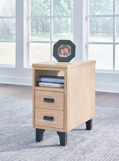 Freslowe Light Brown / Black Chair Side End Table - Open Cubby