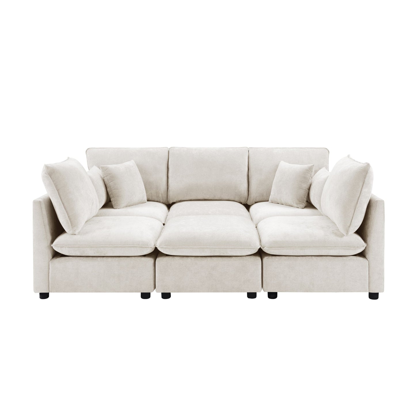 Modern Sectional Sofa U-Shaped With Movable Ottoman Storage Armrests And USB Ports