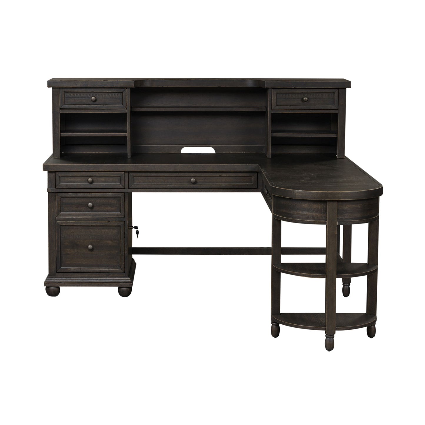 Harvest Home - L Shaped Desk Set With Hutch - Black