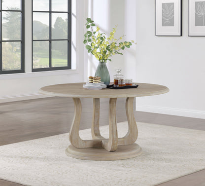 Trofello - Round Pedestal Dining Table - White Washed