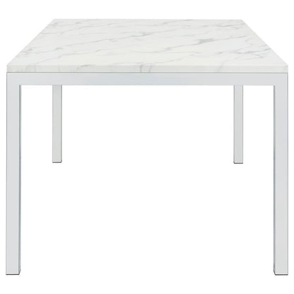 Athena - Rectangular Faux Marble Dining Table - Chrome