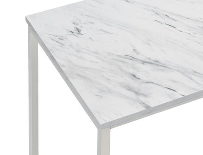 Leona - Coffee Table With Casters - White And Satin Nickel