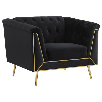 Holly - Tuxedo Arm Tufted Back Chair - Black