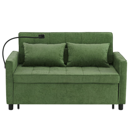 Loveseat Sofa Bed Sleeper With Reversible Backrest, Side Pockets, USB Ports, Phone Holder