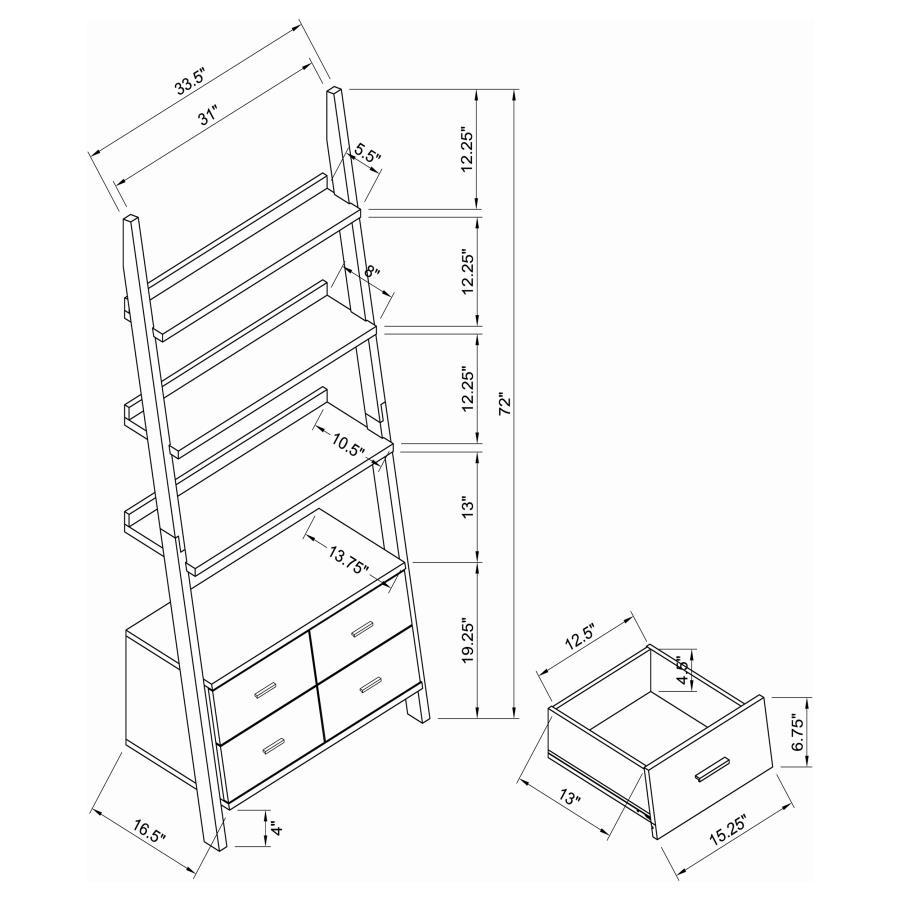 Colella - 4-Drawer Storage Bookcase - Cappuccino