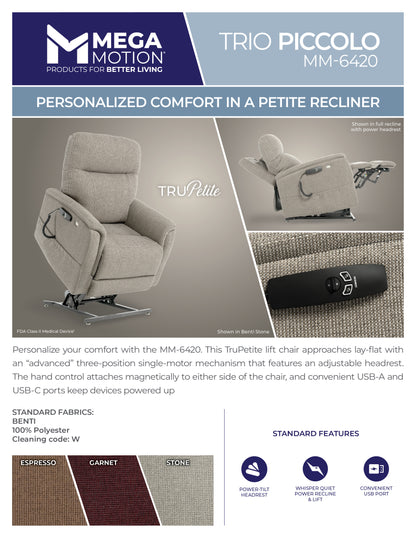 TRIO PICCOLO MM-6420 Stone Power Lift Recliner