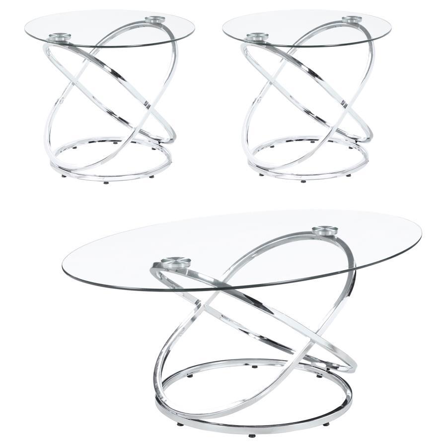Warren - 3-Piece Occasional Set - Chrome and Clear