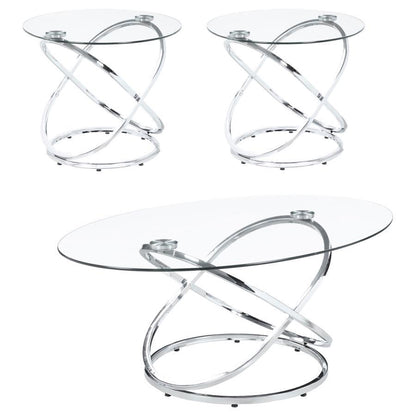 Warren - 3-Piece Occasional Set - Chrome and Clear