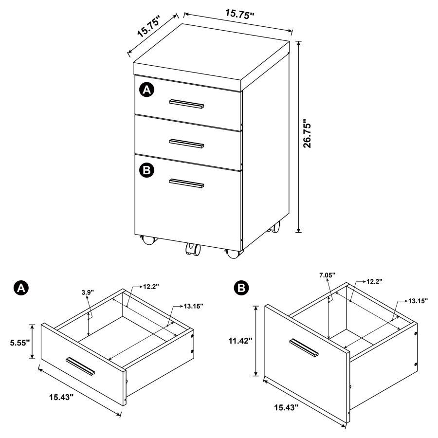 Skylar - 3-Drawer Mobile File Cabinet