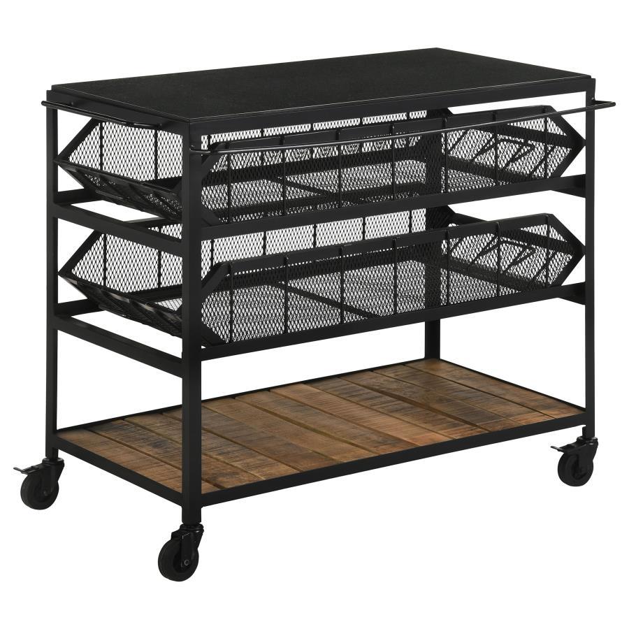 Evander - Accent Storage Cart With Casters - Natural And Black