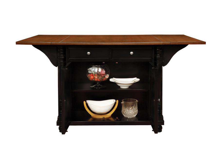 Slater - 2-Drawer Kitchen Island With Drop Leaves - Brown and Black