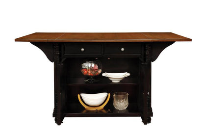 Slater - 2-Drawer Kitchen Island With Drop Leaves - Brown and Black