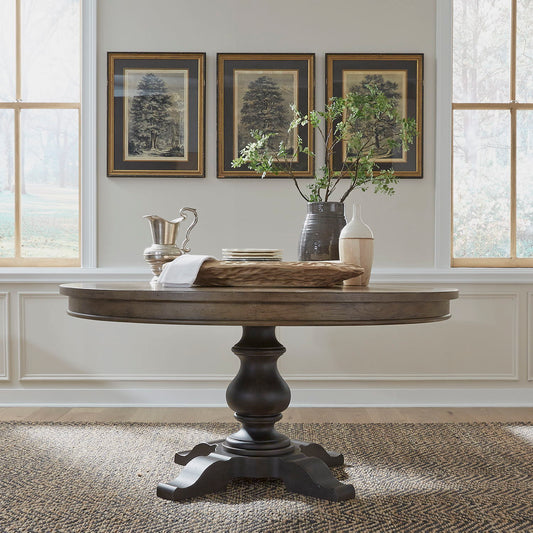 Americana Farmhouse - Pedestal Table Set - Light Brown