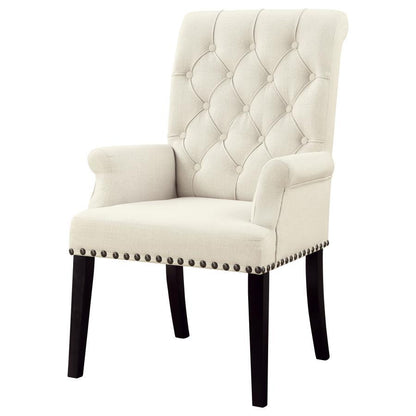Alana - Tufted Back Upholstered Arm Chair - Beige