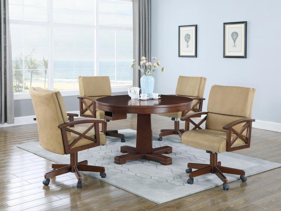 Marietta - 5-Piece Game Table Set - Tobacco and Tan