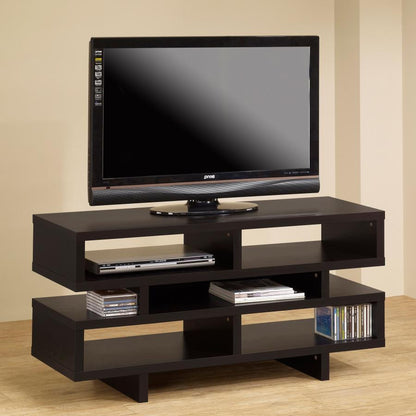 Parker - TV Console With 5 Open Compartments - Cappuccino