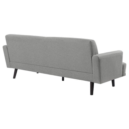 Blake - Upholstered Sofa With Track Arms - Sharkskin And Dark Brown