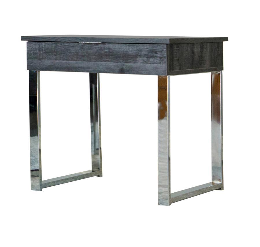 Baines - Square 1-Drawer End Table - Dark Charcoal and Chrome
