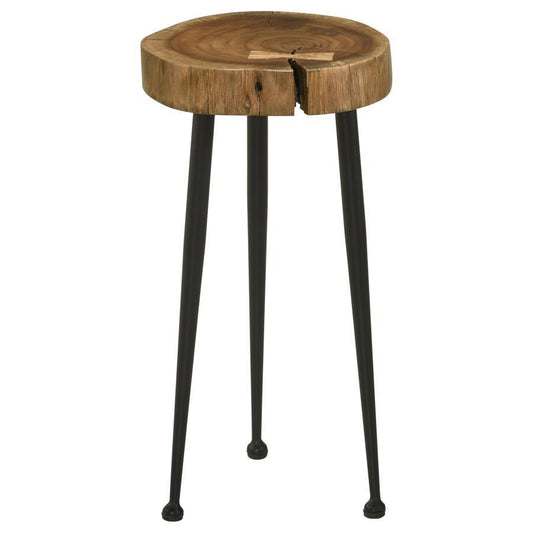 Keith - Round Solid Tree Trunk Side Table - Natural And Black