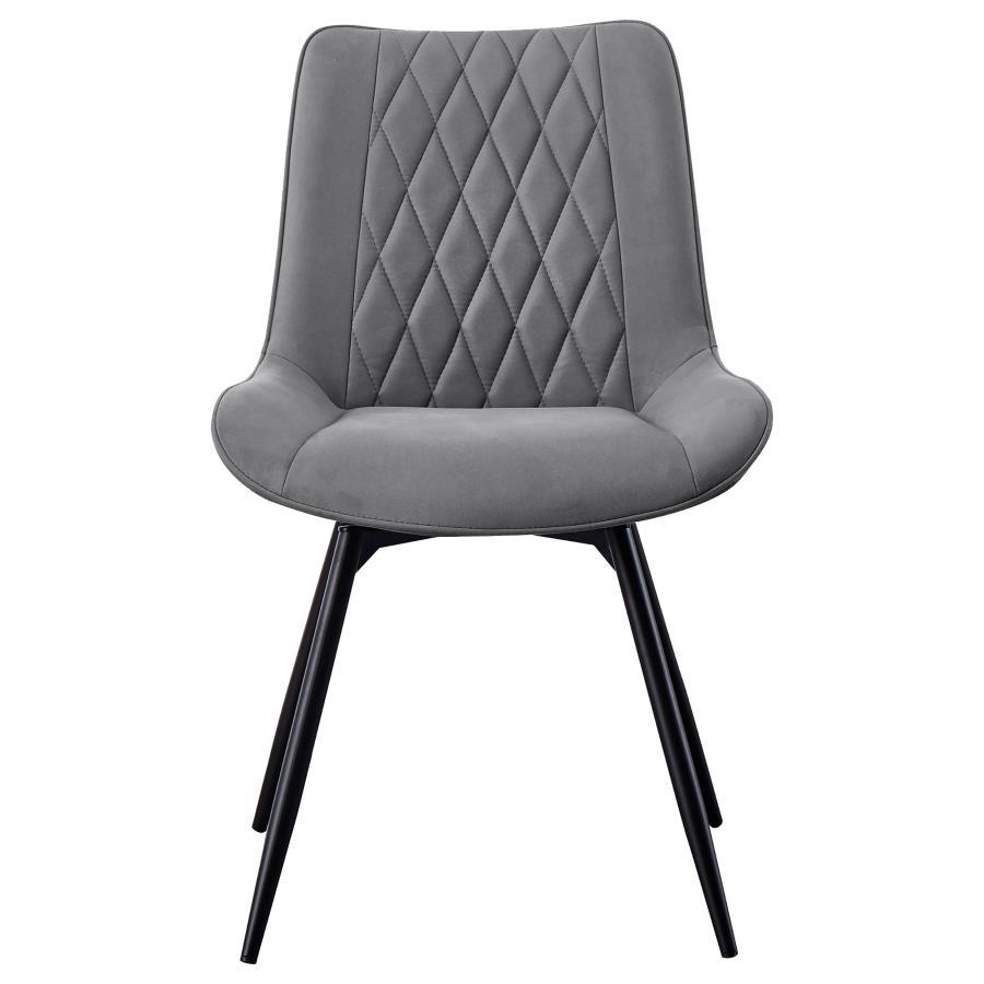 Diggs - Upholstered Tufted Swivel Dining Chairs (Set of 2) - Gray And Gunmetal